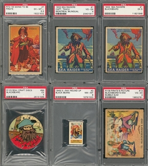 1930s-1949 Assorted Brands "Pirates"-Themed PSA-Graded Collection (6 Different) 